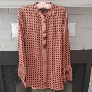 Lafayette 148 New York Pink and Black Patterned Blouse